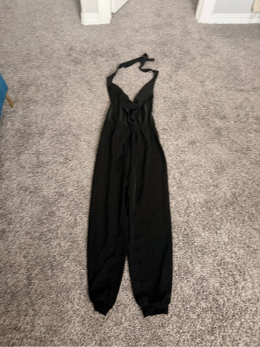 Black Halter Jumpsuit with Drawstring Waist
